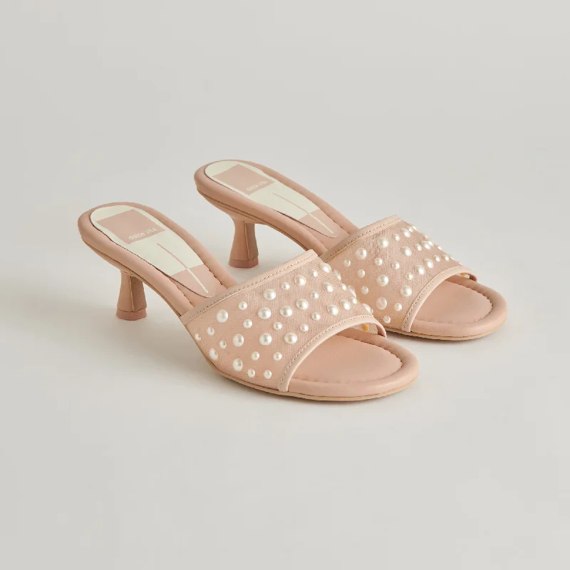 MEEZA PEARL HEELS BLUSH MESH