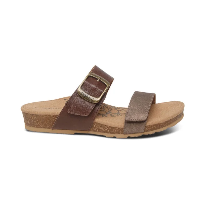 Aetrex Women's Daisy Adjustable Slide Sandal Brown