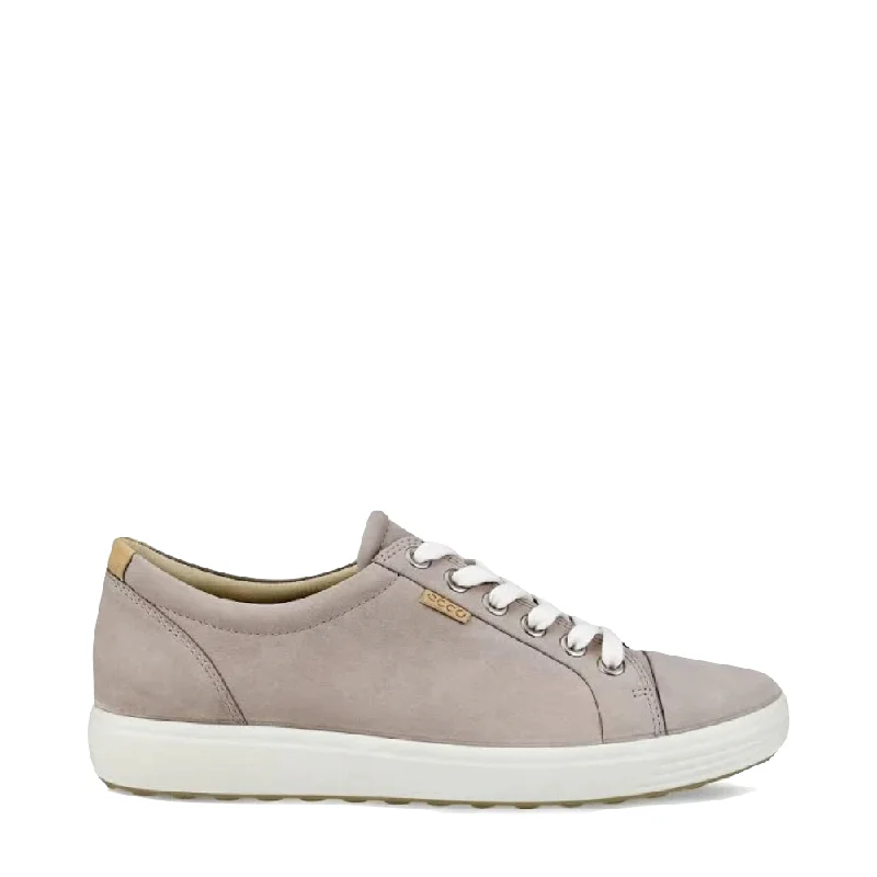 Ecco Women's Soft 7 Suede Lace Sneaker in Grey Rose