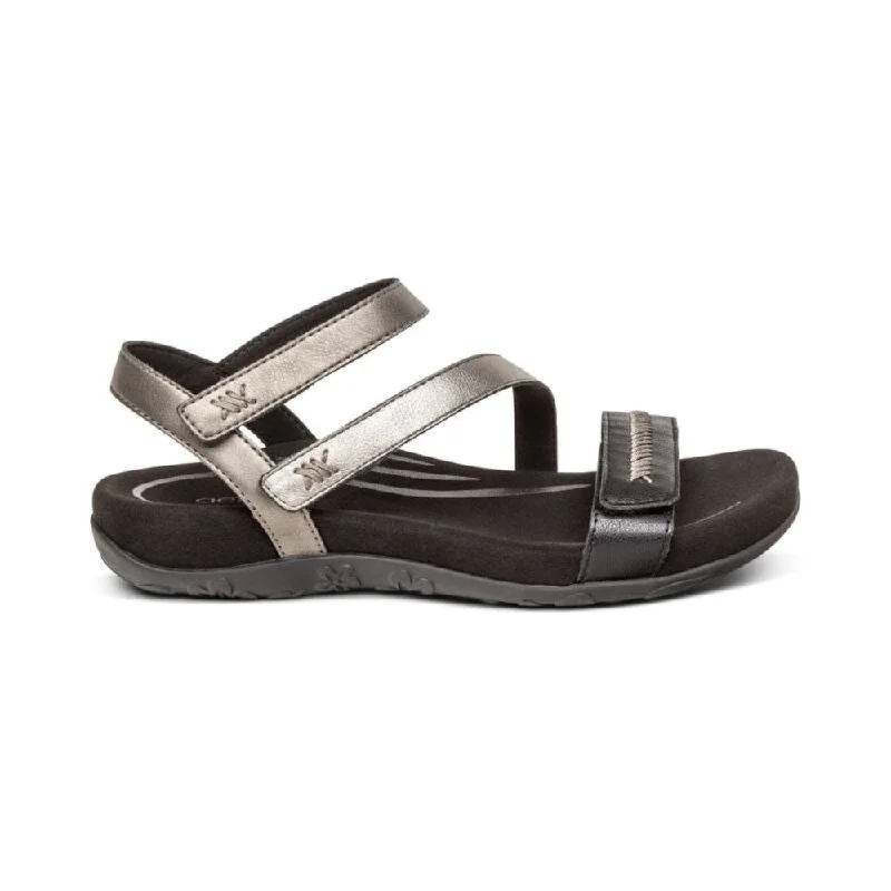 Aetrex Women's Gabby Adjustable Quarter Strap Sandal Black Multi