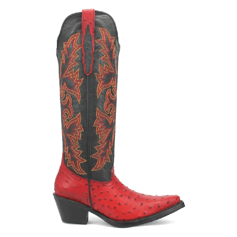 Selene Ostrich Print Snip Toe Cowboy Boots