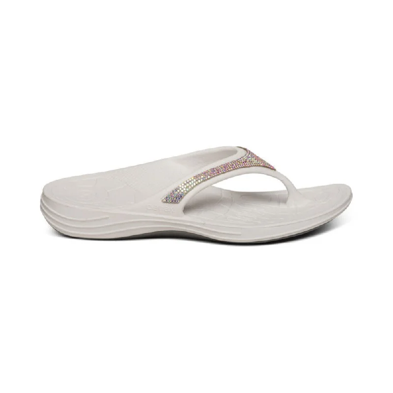 Aetrex Women's Fiji Orthotic Flips Flip Flop White Sparkle