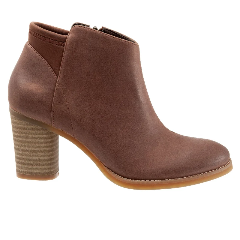 Softwalk Kora S1856-255 Womens Brown Leather Zipper Ankle & Booties Boots