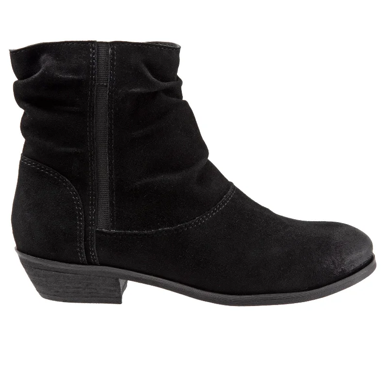 Softwalk Rochelle S1860-003 Womens Black Wide Leather Ankle & Booties Boots