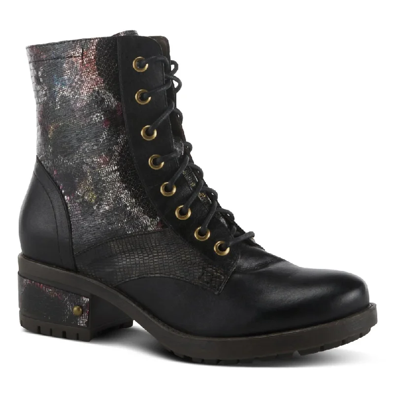 L'artiste By Spring Step Marty-Met Black Multi Leather Boot (Women's)