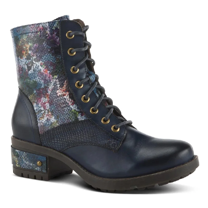 L'artiste By Spring Step Marty-Met Navy Multi Leather Boot (Women's)