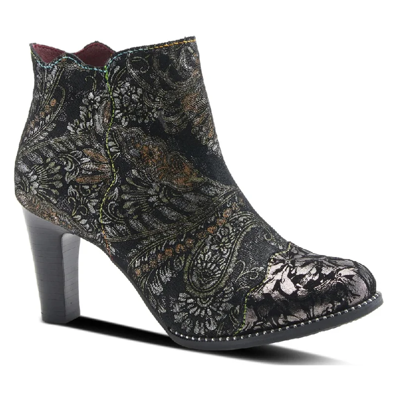 L'artiste By Spring Step Smokinhot Black Multi Heeled Booties (Women's)